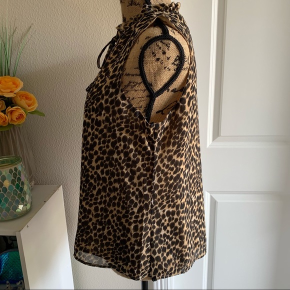 J. Crew Factory Leopard Ruffle Tie-neck Top - Picture 4 of 8